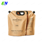 Pencetakan Disesuaikan Ramah Lingkungan Brown Kraft Paper Refill Shampoo Stand Up Spout Pouch Dengan Pegangan