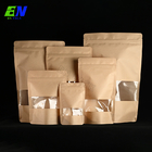 100% Biodegradable Tanpa Stok Cetak Brown Kraft Paper Pouch Tas Kemasan Food Grade