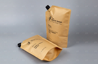 Kantong cerat kertas kraft yang dicetak khusus, tas isi ulang minyak kelapa yang dapat didaur ulang
